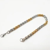 Altın ve Gümüş Renkli Çelik Zincir Bileklik - 7