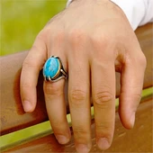 Gümüş Kartal Pençeli Firuze Taşlı Erkek Yüzük thumbnail 2