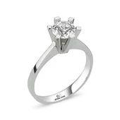 6 Tırnaklı Swarovski Taşlı Gümüş  Yüzük - 7