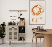 Enwood MAGNETAR KUM TAŞI RENGİ MDF KAHVE KÖŞESİ AHŞAP AYAKLI PANJUR KAPAKLI-RAFLI - 1