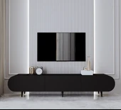 Enwood Enwoood Regulus Siyah Mdf 3 Kapaklı Ahşap Ayaklı 180 Cm Modern Tv Ünitesi - 1
