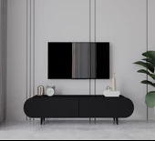 Enwood Regulus Siyah Mdf 2 Kapaklı Ahşap Ayaklı 140 Cm Modern Tv Ünitesi - 1