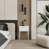 Enwood CANOPUS MDF BEYAZ AHŞAP AYAKLI TEK KAPAKLI KOMODİN - 1