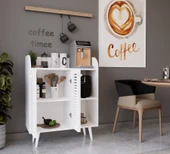 Enwood MAGNETAR BEYAZ MDF Kahve köşesi AHŞAP AYAKLI PANJUR KAPAKLI-RAFLI - 2