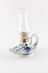 Alaaddin Çini Desenli Mavi Seramik Gaz Lambası El Yapımı Hediyelik Dekoratif - 4