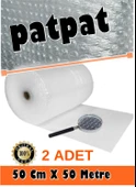 2 Adet Balonlu Naylon 50 cm X 50 Metre 1. Kalite Kalın Havalı Naylon Balonlu Naylon Pat Pat Pıt Pıt - 1