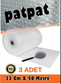 3 Adet 33cm X 50 Metre Havalı Balonlu Naylon Patpat Pıtpıt Pakeleme Naylonu - 1