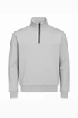 Unisex Relax Fit Rahat Kesim Pamuklu Yarım Fermuarlı Dik Yaka Sweatshirt - 8