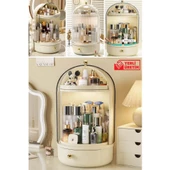 Piev House by House Vitrin 360 Döner Standlı Çekmeceli Raflı Hazneli Makyaj Kozmetik Organizer - 1