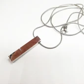 Gümüş Renk İnce Zincirli Çubuk Model Çelik Kolye - 10