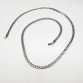 Gümüş Renk Çizgili Erkek Çelik Kolye - 10