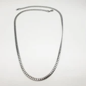 Gümüş Renk Çizgili Erkek Çelik Kolye - 9