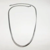 Gümüş Renk Çizgili Erkek Çelik Kolye - 7