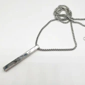 Gümüş Renk Çubuk Model Çelik Kolye - 3