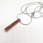 Gümüş Renk İnce Zincirli Çubuk Model Çelik Kolye - 5