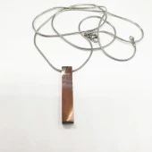 Gümüş Renk İnce Zincirli Çubuk Model Çelik Kolye - 9