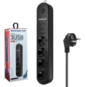 WINNBOSS WN-3402 4Lü Akım Korumalı Priz 2 Metre Anahtarlı 10A 2500 Watt 2XUSB 1XType-c - 1