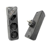 ÜÇLÜ GOLYAT PRİZ 2XUSB ŞARJ ASGRUP-APUS01 - 1