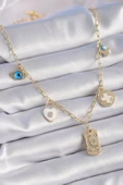 Gold Renk Zirkon Taşlı Çoklu Figür Model Şans Kolyesi - EBJ241012W28458 thumbnail 1