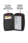 Hakiki Deri Fermuarlı Siyah Kartlık Cüzdan - 5