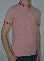 MARKOVA 3809 PETEK DESENLİ POLO YAKA ERKEK KIRMIZI T-SHİRT - 2