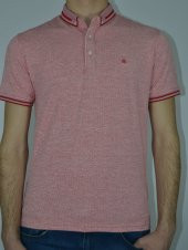 MARKOVA 3809 PETEK DESENLİ POLO YAKA ERKEK KIRMIZI T-SHİRT - 5