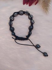 Hdmarketim Sıralı Swarovski Siyah Mor Taşlı Örgü Bileklik Ayarlanabilir - 3