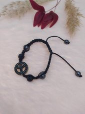 Hdmarketim Sıralı Swarovski Siyah Taşlı Örgü Bileklik Ayarlanabilir - 2