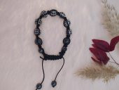 Hdmarketim Sıralı Swarovski Siyah Mor Taşlı Örgü Bileklik Ayarlanabilir - 2