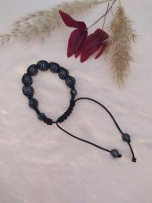 Hdmarketim Sıralı Siyah Taşlı Örgü Bileklik Ayarlanabilir - 3