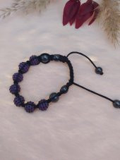 Hdmarketim Sıralı Swarovski Siyah Mor Taşlı Örgü Bileklik Ayarlanabilir - 2