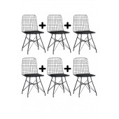 6'LI SİYAH EKO TEL SANDALYE-MUTFAK SANDALYESİ-ÇALIŞMA SAMDALYESİ - 1