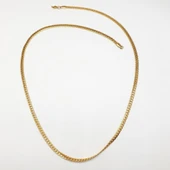 Altın Renk Çizgili Çelik Zincir Kolye - 10