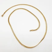 Altın Renk Çizgili Çelik Zincir Kolye - 11