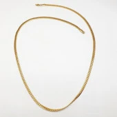 Altın Renk Çizgili Çelik Zincir Kolye - 8