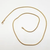 Gümüş Renk Yuvarlak Sıkıştırılmış Çelik Zincir Kolye - 8