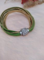 Hdmarketim Swarovski Taşlı Yeşil Örgü Bileklik Mıknatıslı - 2
