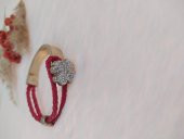 Hdmarketim Swarovski Taşlı Kırmızı Makrome Kadın Çelik Bileklik - 1
