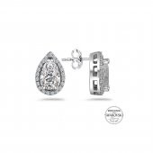 925 ayar Gümüş Swarovski Taşlı Damla Küpe Sertifikalı - 1