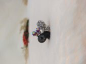 Gümüş Renk Kelebek Figürlü Yüzük Kristalli Ayarlanabilir Çocuk Yüzük - 1