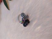 Gümüş Renk Kelebek Figürlü Yüzük Kristalli Ayarlanabilir Çocuk Yüzük - 2