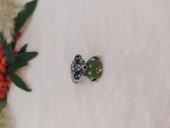 Gümüş Renk Fare Figürlü Yüzük Yeşil Kristalli Ayarlanabilir Çocuk Yüzük - 1