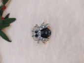 Gümüş Renk Ağustos böceği Yüzük Kristalli Ayarlanabilir Çocuk Yüzük - 1