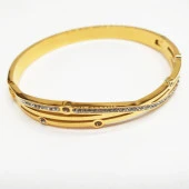 Altın Renk Sarmal Taşlı Kadın Bileklik - 4