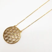 Yuvarlak İçinde Kare Desenli Kolye - 10