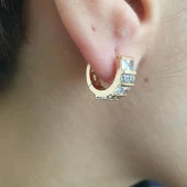 Beyaz Taşlı Yuvarlak Küpe - 9