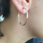 Beyaz Ve Sarı Karışımlı Halka Küpe - 1