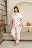 %100 Pamuk Düğmeli Kadın Pijama Takımı – Rahat ve Şık Gömlek Pijama Tasarımı - Geniş Beden Aralığı - 3