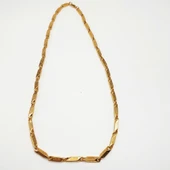 Kalın Model Çizgili Altın Renk Erkek Zincir - 12