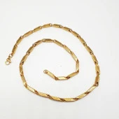 Kalın Model Çizgili Altın Renk Erkek Zincir - 7